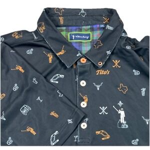 William Murray Polo Shirt Mens Size L Black Titos Vodka Texas Performance Golf